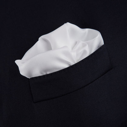 White and Black Piped Silk Pocket Square Image 3