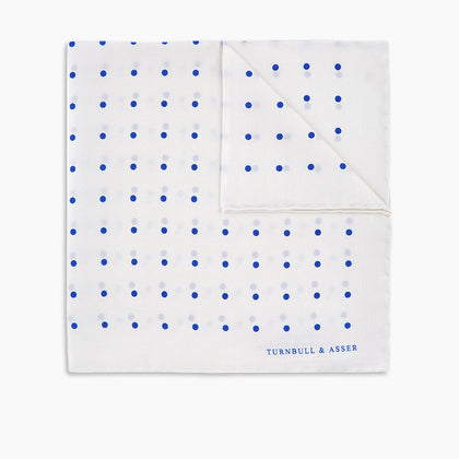 White and Blue Spot Silk Pocket Square Image 4