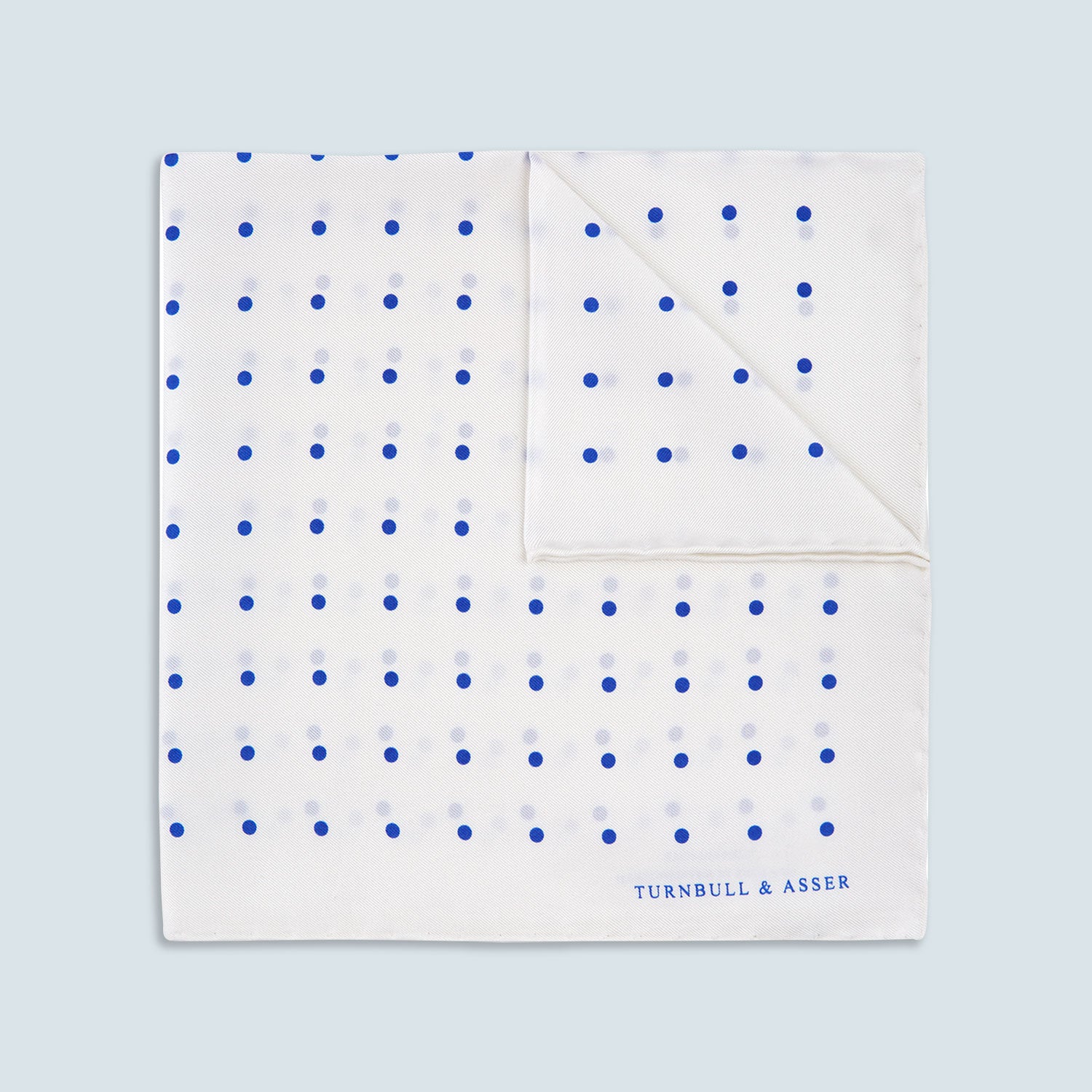 Image 1 of product White and Blue Spot Silk Pocket Square