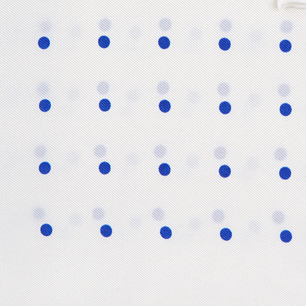 White and Blue Spot Silk Pocket Square