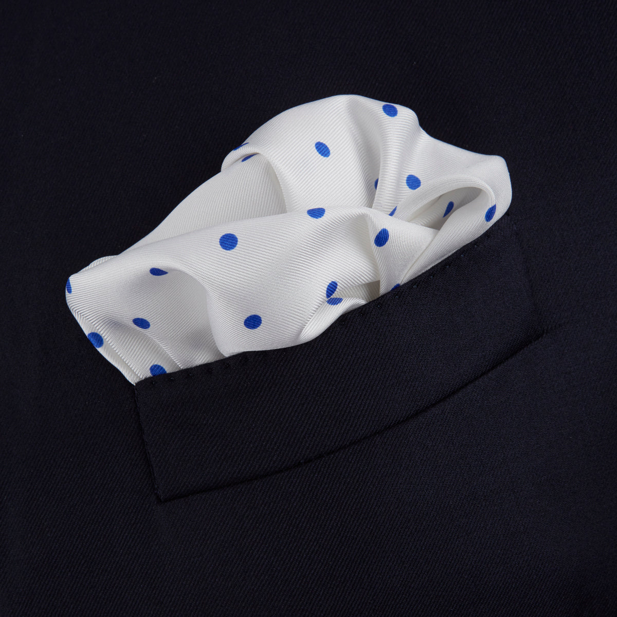 Image 4 of product White and Blue Spot Silk Pocket Square