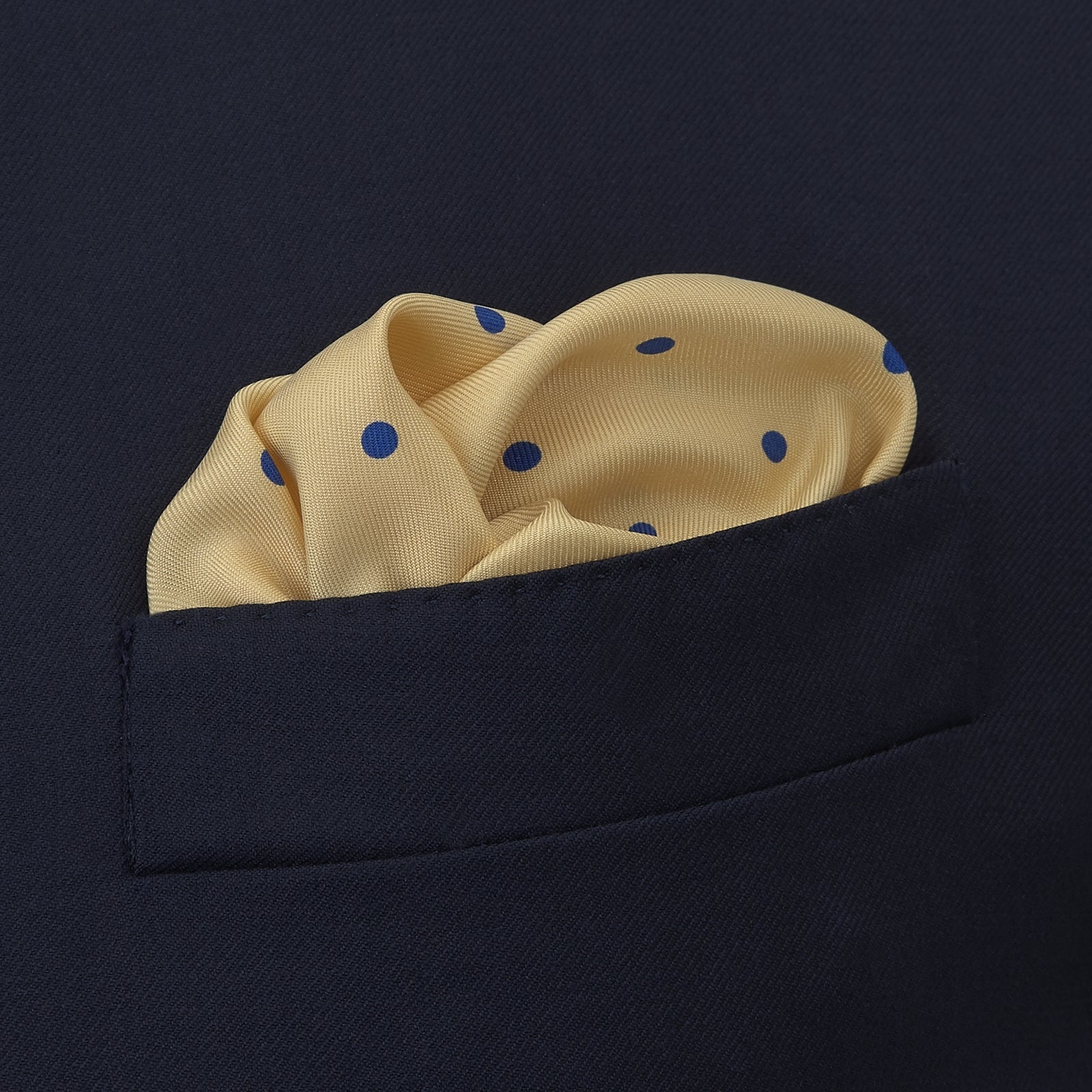 Image 4 of product Yellow and Blue Spot Silk Pocket Square
