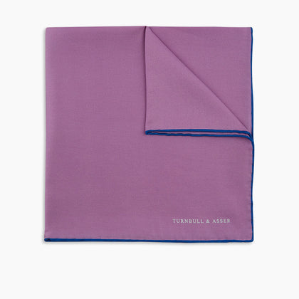Lilac and Navy Piped Silk Pocket Square Image 4