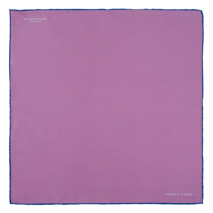Lilac and Navy Piped Silk Pocket Square