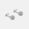 View 1 of product Turnbull & Asser's Sterling Silver Ornament Cufflinks feature round, textured ridged ends and smooth, flat backs, presented elegantly on a plain white background.