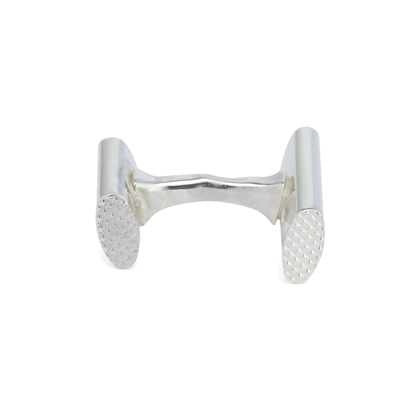 View 3 of product Turnbull & Asser STERLING SILVER HANDLEBAR CUFFLINKS feature a sleek, smooth finish, shown against a plain white background.