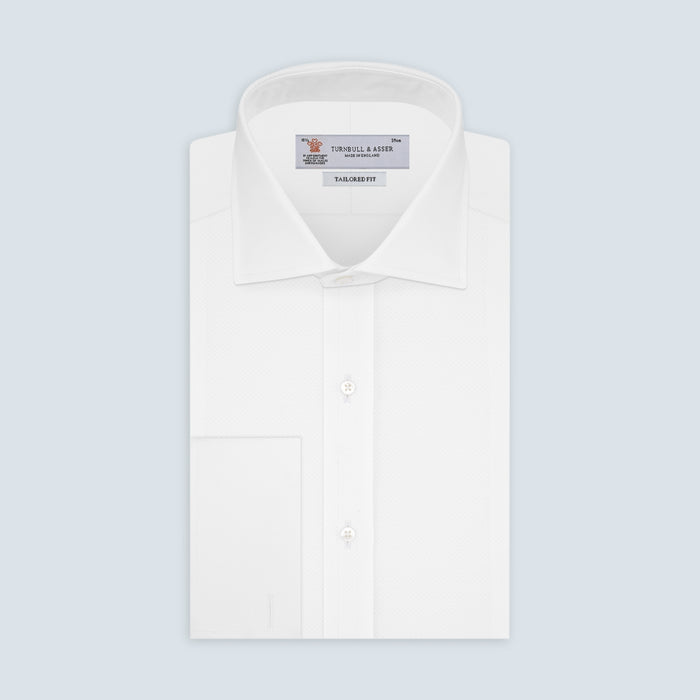Tailored Fit White Marcella Front Shirt with Kent Collar and Double Cuffs Image 1