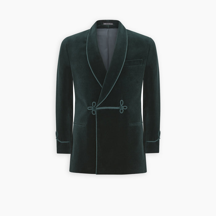 Green Double Breasted Velvet Smoking Jacket Image 2
