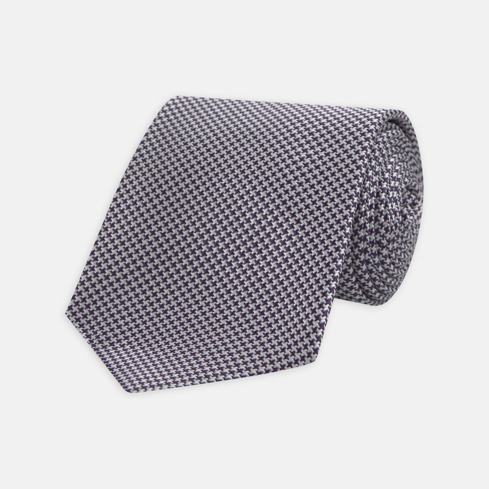 Plum Houndstooth Silk Tie