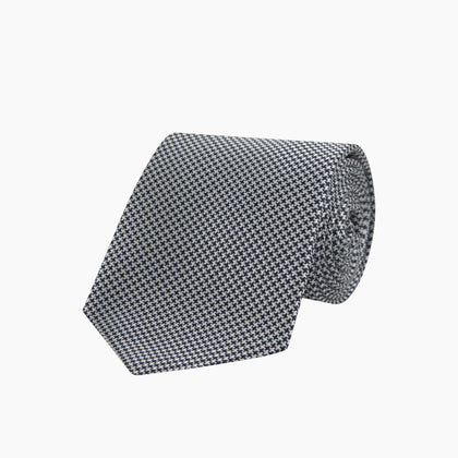 Navy Houndstooth Silk Tie Image 4