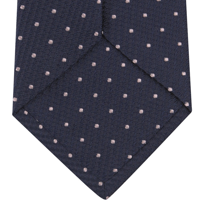 Navy and Rose Spot Lace Silk Tie Image 3