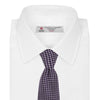 View 2 of product The Turnbull & Asser Plum and White Diamond Silk Tie features a subtle repeating pattern, shown rolled up on a white background—a timeless accessory to elevate any office shirt.