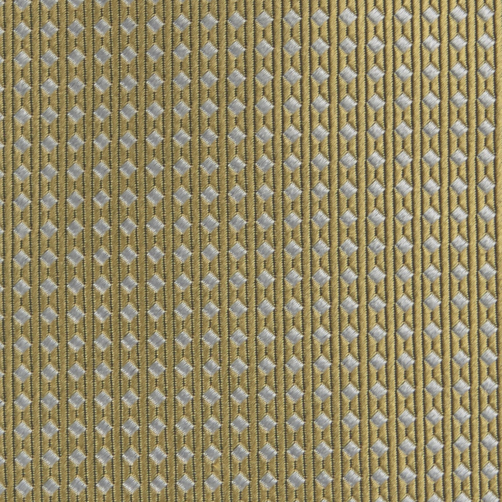 The Gold and White Diamond Silk Tie by Turnbull & Asser features a classic textured diagonal diamond pattern—ideal for elevating your favorite office shirt.