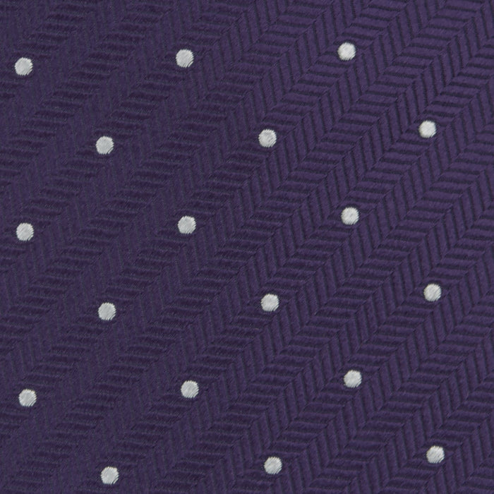 Plum and White Small Spot Herringbone Silk Tie Image 2