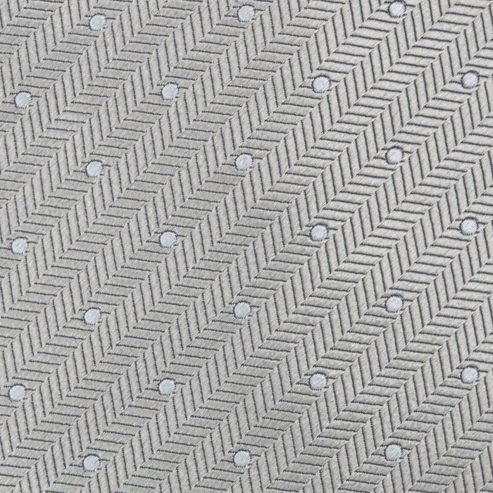 Silver and White Small Spot Herringbone Silk Tie Image 2