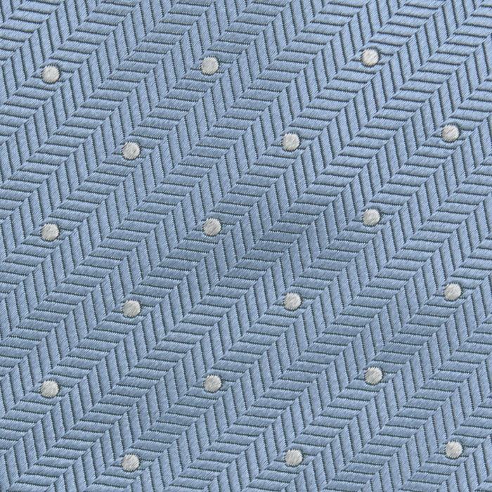 Ice Blue and White Small Spot Herringbone Silk Tie Image 2