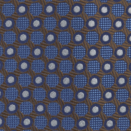 Brown and Blue Circle and Spot Silk Tie Image 2