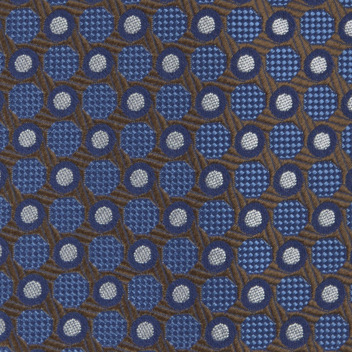 Brown and Blue Circle and Spot Silk Tie Image 2