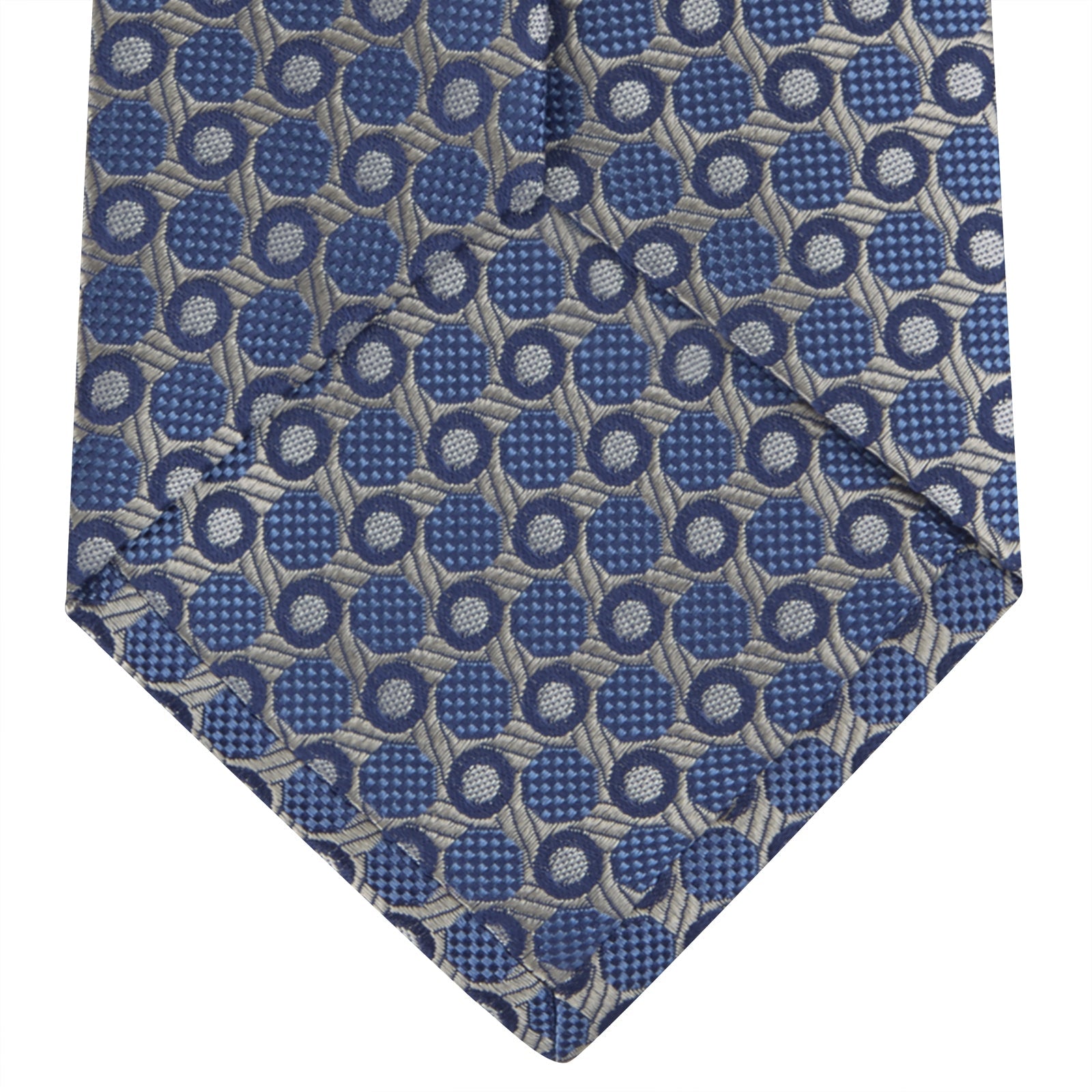 Image 4 of product Silver and Blue Circle and Spot Silk Tie