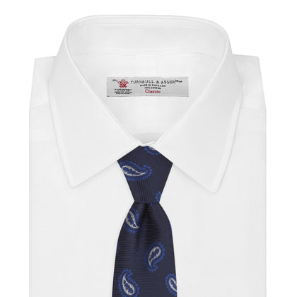 Navy and Royal Blue Floating Paisley Silk Tie