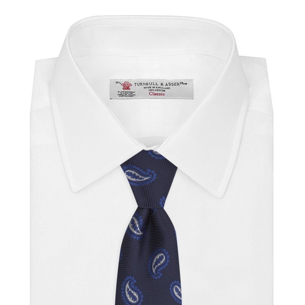 Navy and Royal Blue Floating Paisley Silk Tie