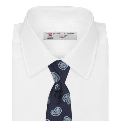 Navy and Light Blue Floating Paisley Silk Tie