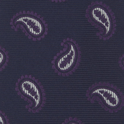 Navy and Plum Floating Paisley Silk Tie Image 2