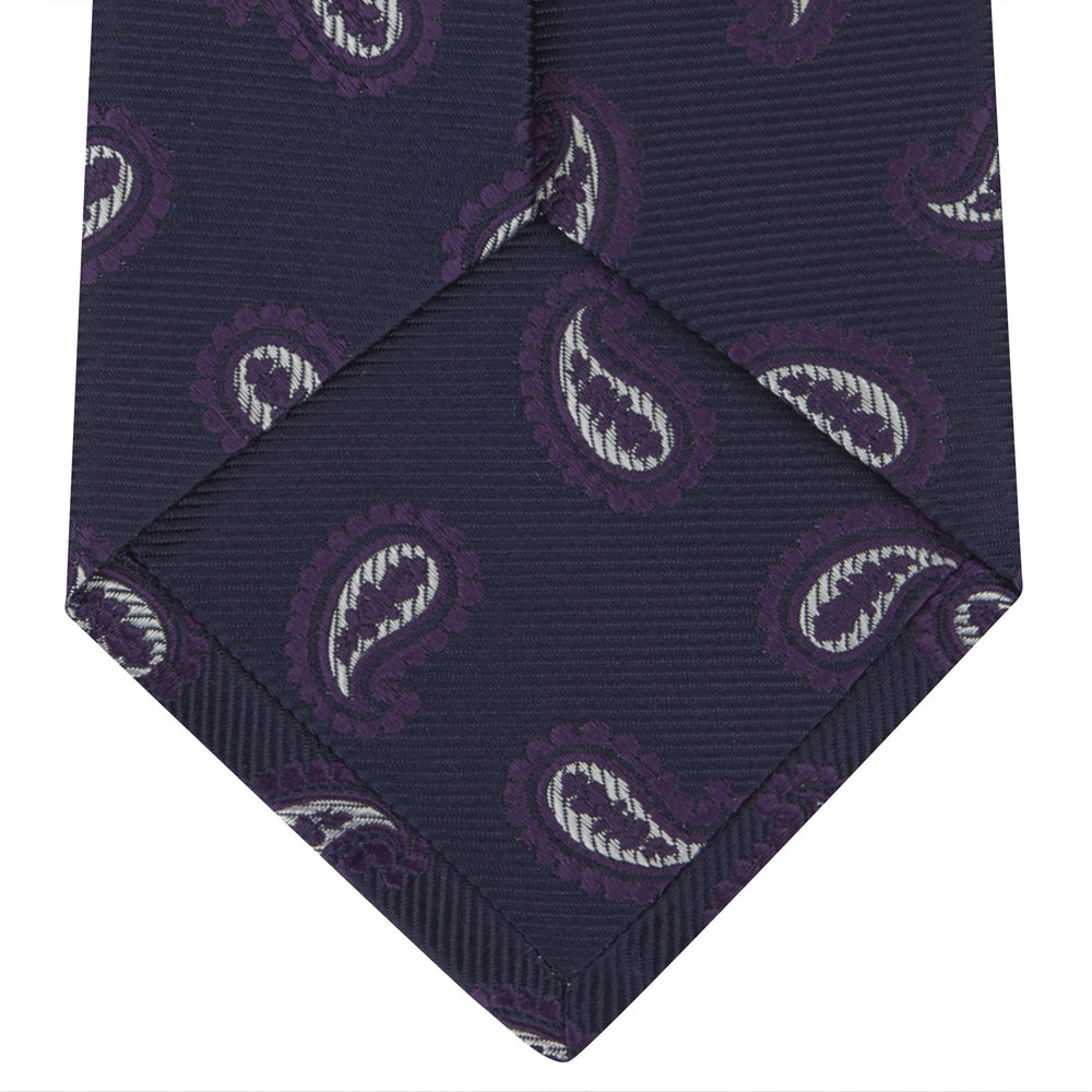 Navy and Plum Floating Paisley Silk Tie