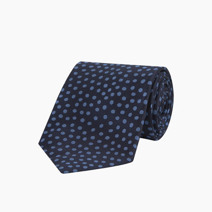 Navy and Blue Paint Spot Silk Tie Image 4