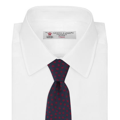 Navy and Red Paint Spot Silk Tie
