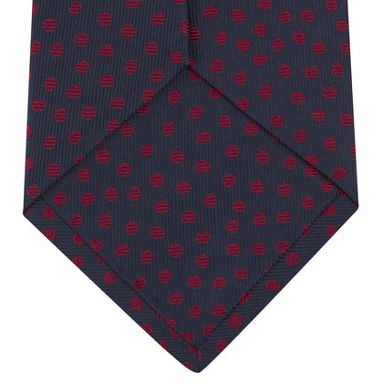 Navy and Red Paint Spot Silk Tie Image 3