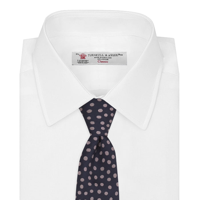 Navy and Pink Paint Spot Silk Tie Image 1