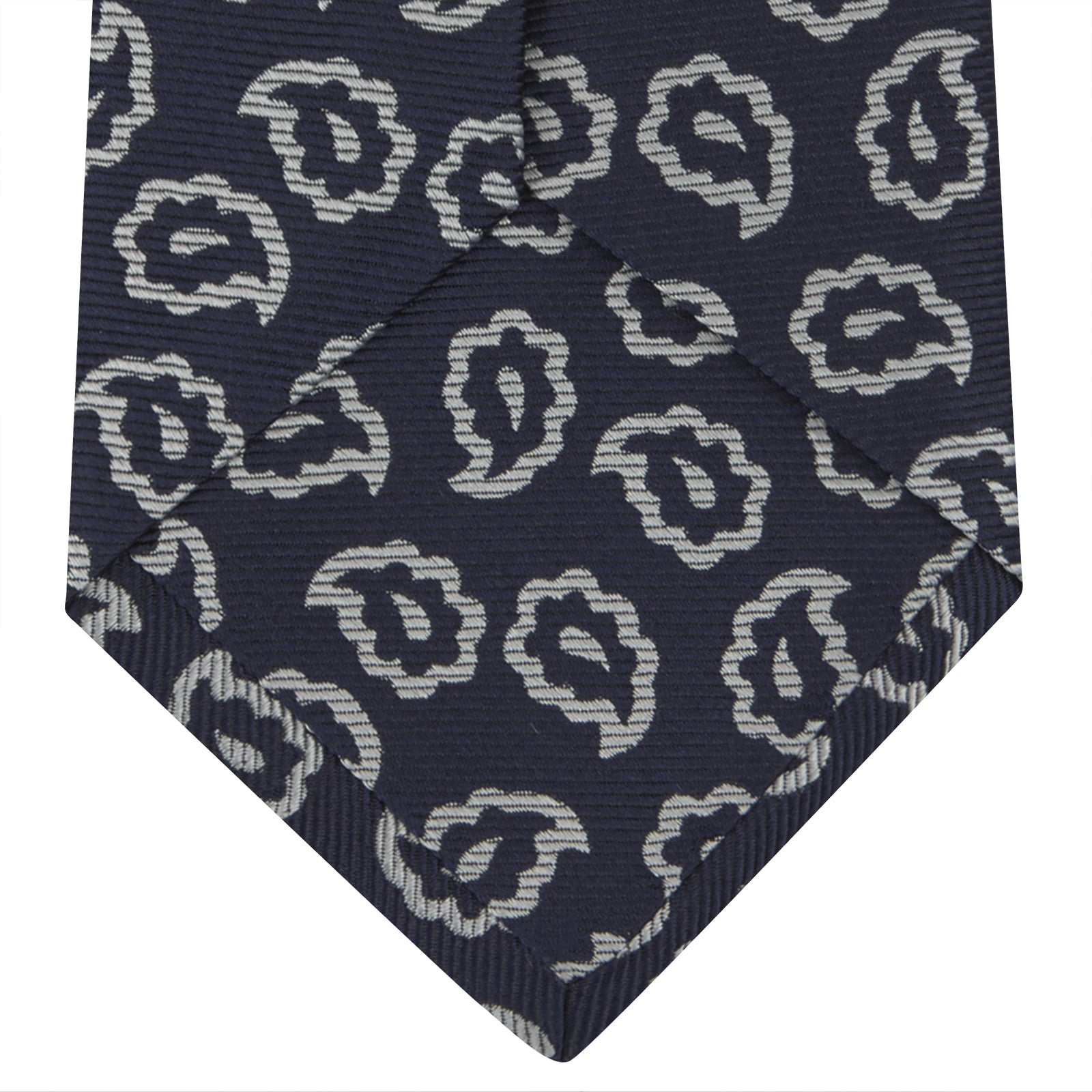 Image 4 of product Navy and White Petal Paisley Silk Tie
