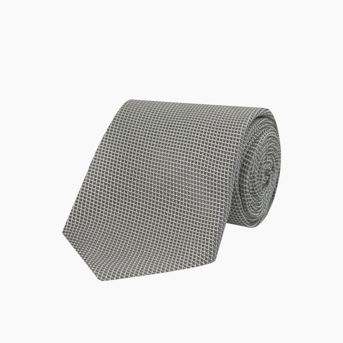 Light Grey Grenadine Silk Tie Image 4