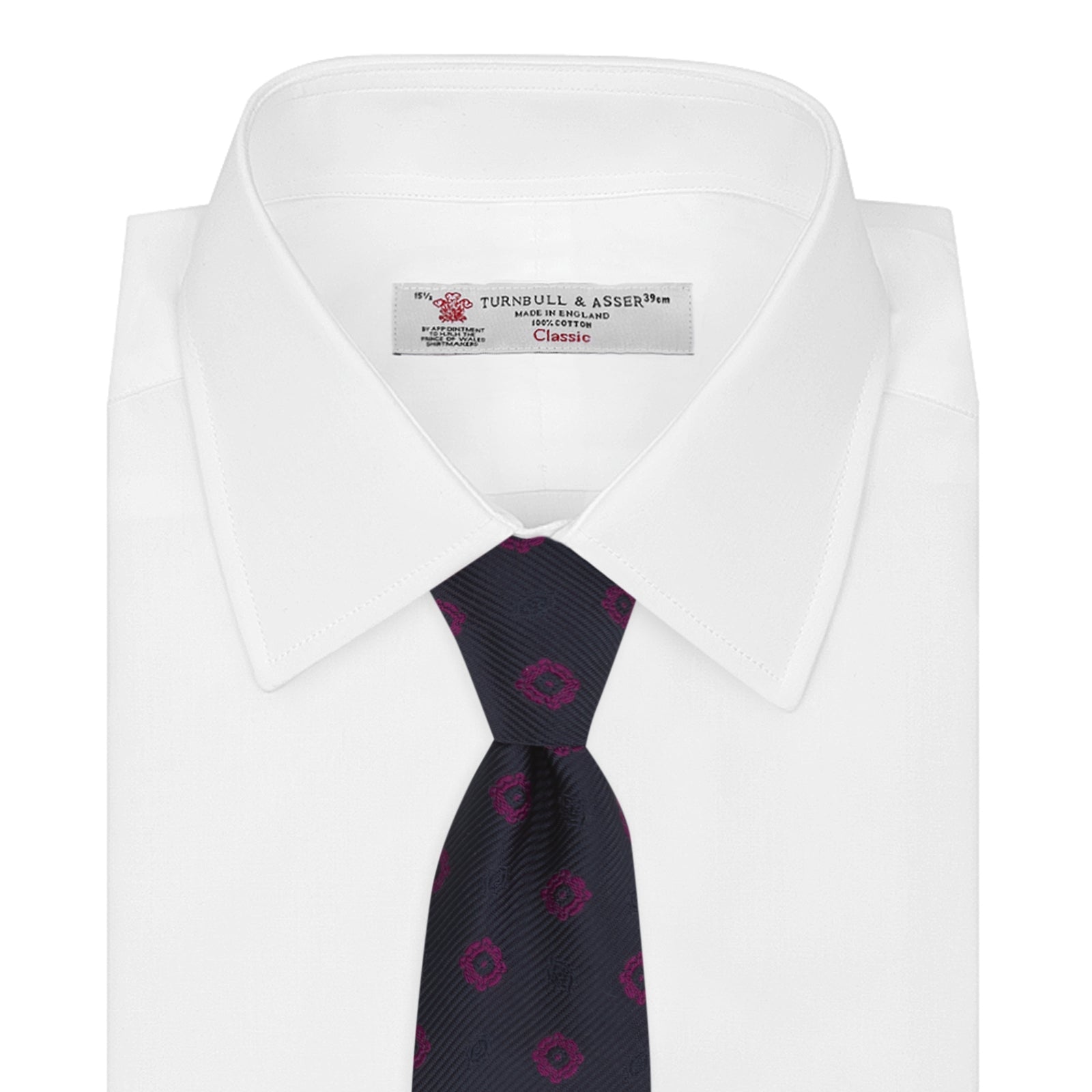 Image 2 of product Navy and Dark Pink Emblem Spot Silk Tie