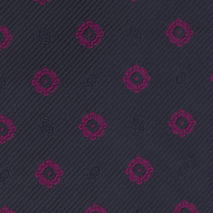 Navy and Dark Pink Emblem Spot Silk Tie Image 2