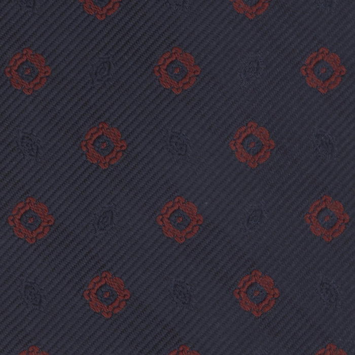 Navy and Burgundy Emblem Spot Silk Tie Image 2