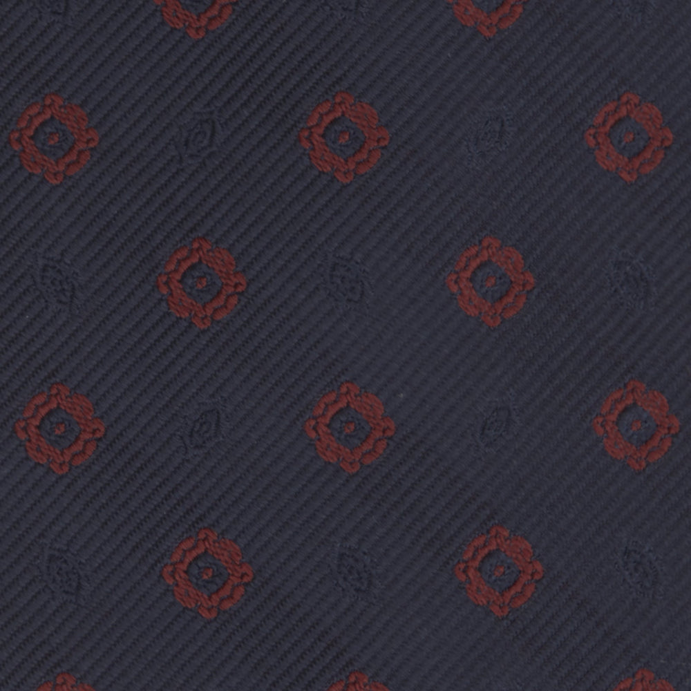 Navy and Burgundy Emblem Spot Silk Tie