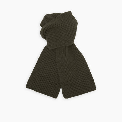 Khaki Green Knitted Cashmere Scarf Image 2