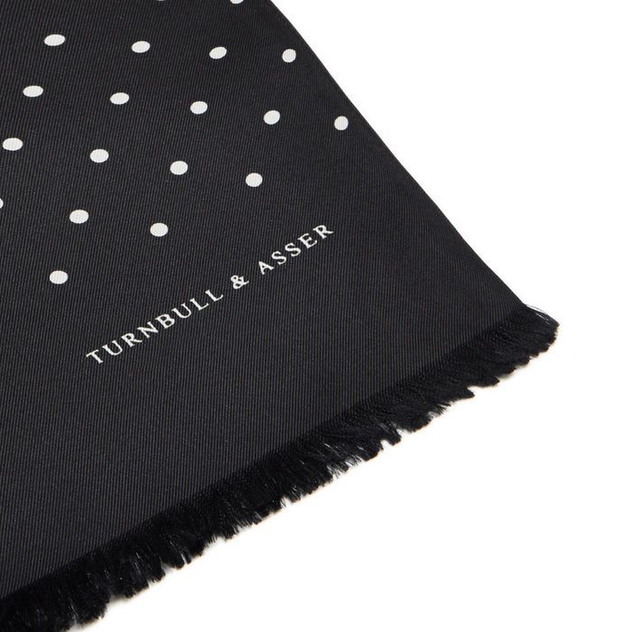 Black and White Spotted Silk Scarf Image 1