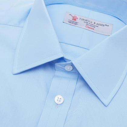 Light Blue Cotton Shirt with T&A Collar and Double Cuffs Image 4