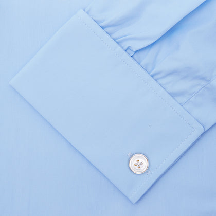 Light Blue Cotton Shirt with T&A Collar and Double Cuffs Image 5