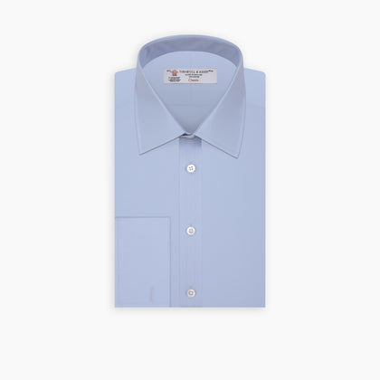 Light Blue Cotton Shirt with T&A Collar and Double Cuffs Image 6