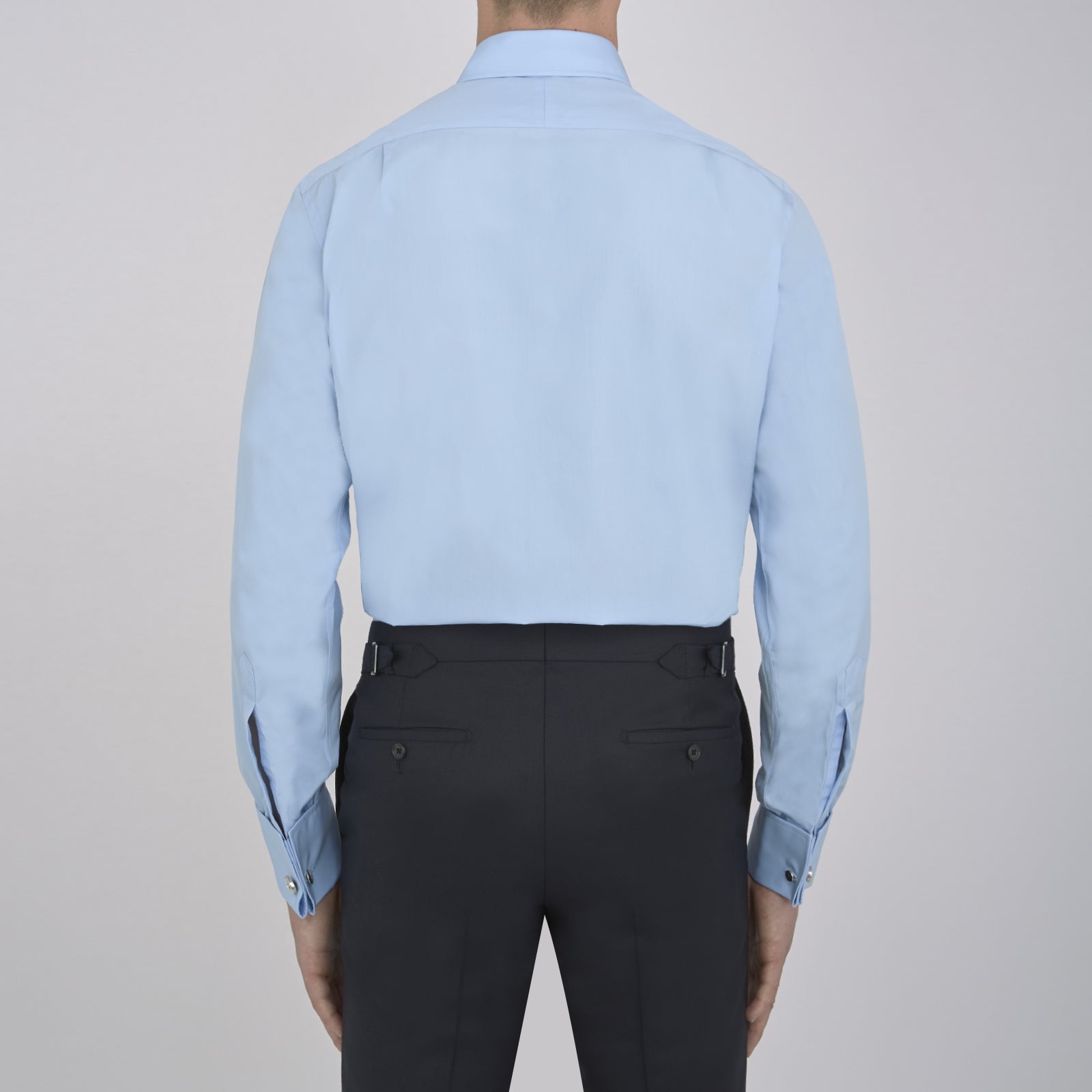 View 3 of product A Light Blue Cotton Shirt with T&A Collar and Double Cuffs by Turnbull & Asser, neatly folded and displayed on a plain white background.