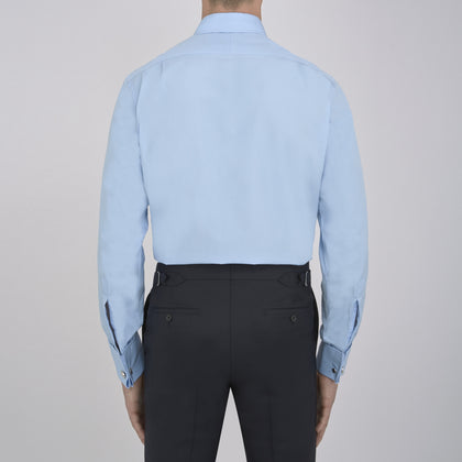 Light Blue Cotton Shirt with T&A Collar and Double Cuffs Image 2