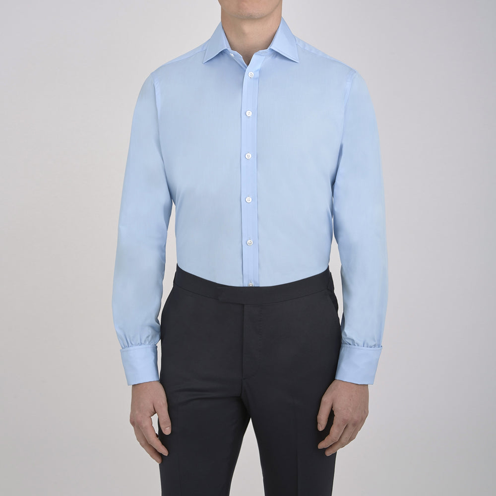 Blue Shirt with Regent Collar and 2-Button Cocktail Cuffs