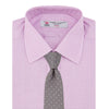 View 4 of product The Turnbull & Asser Lilac End-on-End Shirt features a T&A collar, double cuffs, and white buttons. Crafted from Italian two-tone cloth, this long-sleeved shirt is neatly folded and displayed on a plain white background.