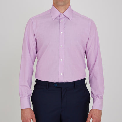 Lilac End-on-End Shirt with T&A Collar and Double Cuffs