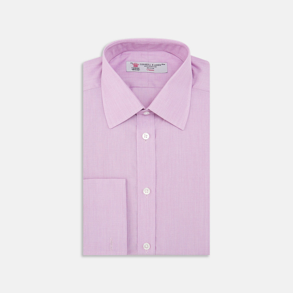 Lilac End-on-End Shirt with T&A Collar and Double Cuffs