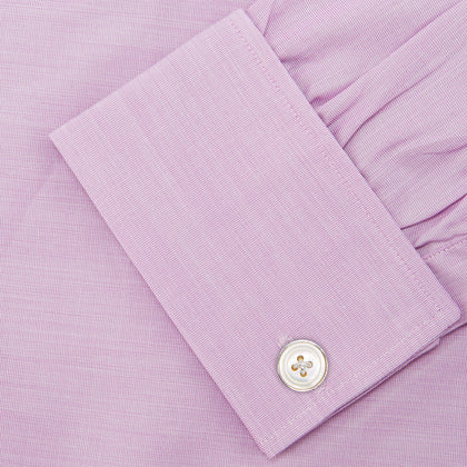 Lilac End-on-End Shirt with T&A Collar and Double Cuffs Image 5